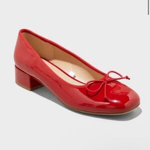 a new day Red Patent Low Block Heel Ballet Pump